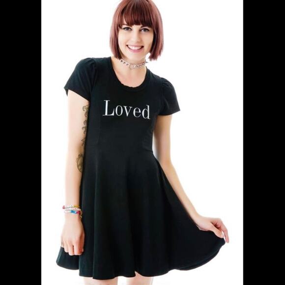 WILDFOX LOVED Womens Black Short Sleeve Baby Tee Swing Dress Mini Size XS - Picture 6 of 11